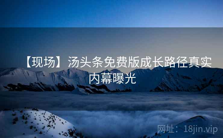 【现场】汤头条免费版成长路径真实内幕曝光